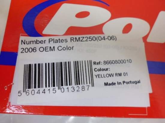 Startnummerntafel number plate passt an Suzuki Rmz Rm-Z 250 04-06 gelb