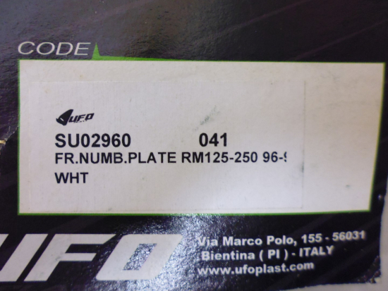 Startnummerntafel Verkleidung number plate passt an Suzuki Rm 125 250 96-98 w