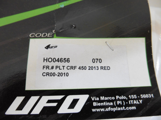 Startnummerntafel number plate passt an Honda Cr250f R 14-17 Cr450f R 13-16 rot