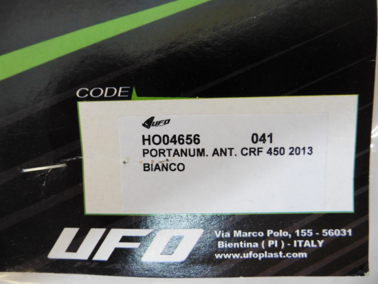 Startnummerntafel Verkleidung number plate passt an Honda Crf 450 R 13-16 wei