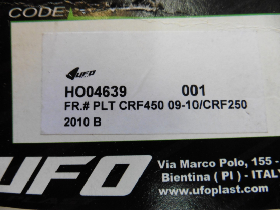 Startnummerntafel Verkleidung number plate passt an Honda Crf 250 R 10-13 450 sw