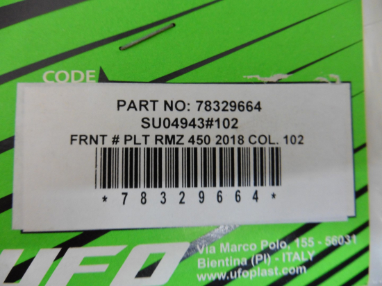 Startnummerntafel Verkleidung number plate passt an Suzuki Rmz 250 450 19-23 ge