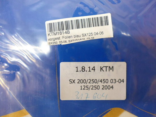 Dekorsatz Startnummernuntergrund Aufkleber passt an Ktm Sx 125 250 03-06 blau