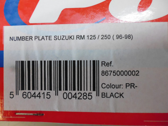 Startnummerntafel Verkleidung number plate cover für Suzuki Rm 125 250 96-98 sw