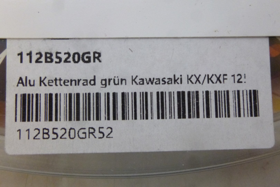 Kettenrad sprocket 52 Zähne für Kawasaki Kx 125 250 Kxf Klx 300 450 650 grün