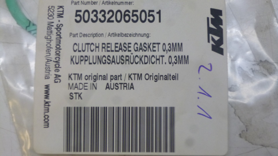 Dichtung 0,3 mm Kupplungsnehmerzylinder clutch release passt an Ktm Sx Exc 98-16