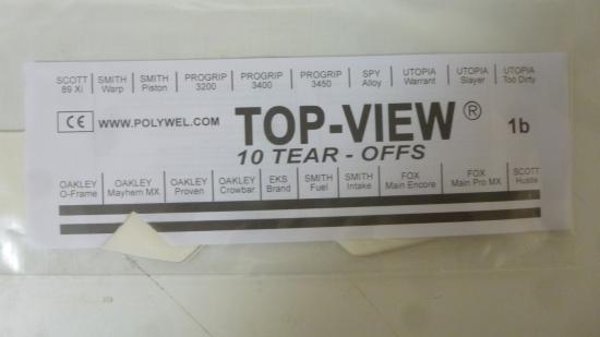 Abreivisiere Oakley Mayhem Mx 10 Visierfolien Tear-Offs-Ersatzscheiben Top-View
