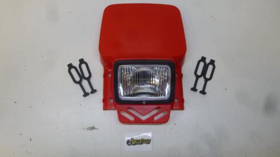Lichtmaske Lampenmaske Vintage universal headlight classic Enduro Motorrad rot
