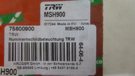 Kennzeichenhalterbeleuchtung MSH900 Nummernschildbeleuchtung license plate sw