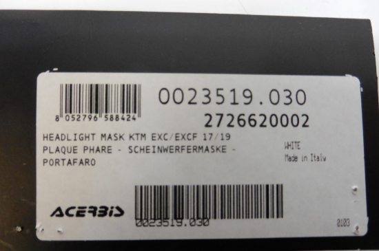 Lichtmaske Lampenmaske headlight passt an Ktm Exc 125 200 250 300 450 17-19 wei