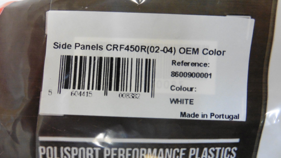 Seitenverkleidung Heckverkleidung side panel Honda Crf 450 Cr450f 02 - 04 weiß