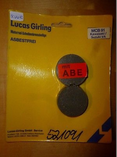 Bremsbelge Lucas Mcb-91 Bremsbacken Bremssteine brake pads passt an Suzuki Zr