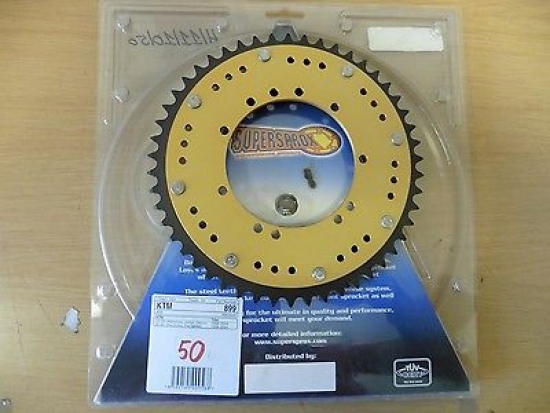 Kettenrad Supersprox Stealth 50 Zhne sprocket passt an Ktm Sx 50 98-04 sw-gelb