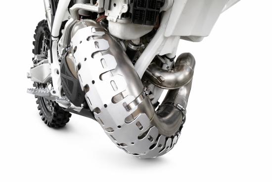 Kr�mmerschutz 2-Takt Aluminium Hitzeschutz Protektor exhaust Enduro silber