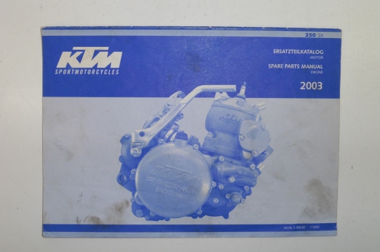 Ersatzteilkatalog Handbuch Buch Ersatzteil spare parts passt an Ktm Sx 250 2003