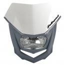 Lichtmaske Halo Lampenmaske Verkleidung headlight Motorrad Enduro grau-wei�