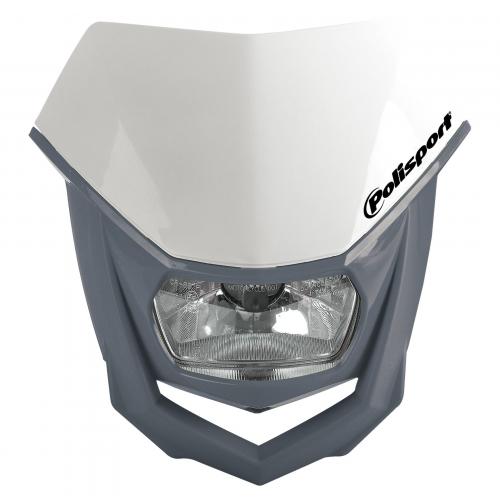 Polisport Halo Lichtmaske Lampenmaske headlight Motorrad Sumo Enduro grau-wei