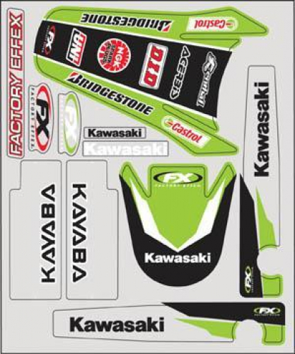 Dekorsatz Schutzblech Aufkleber Sticker passt an Kawasaki Kxf 250 2004 grn-sw