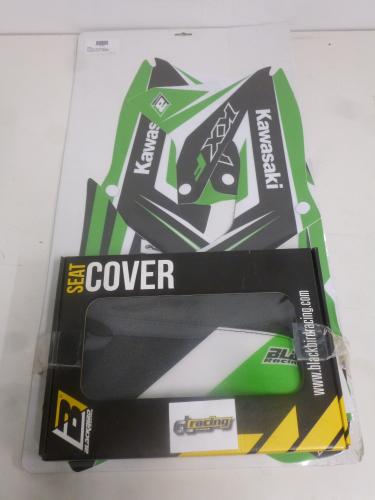Dekorsatz Sitzbezug Aufkleber Sticker passt an Kawasaki Kxf 250 21-23 450 sw-gr