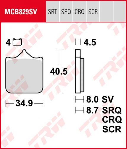 Bremsbelge Trw MCB829SRT brake pads passt an Bmw S 1000 Rr 09-12